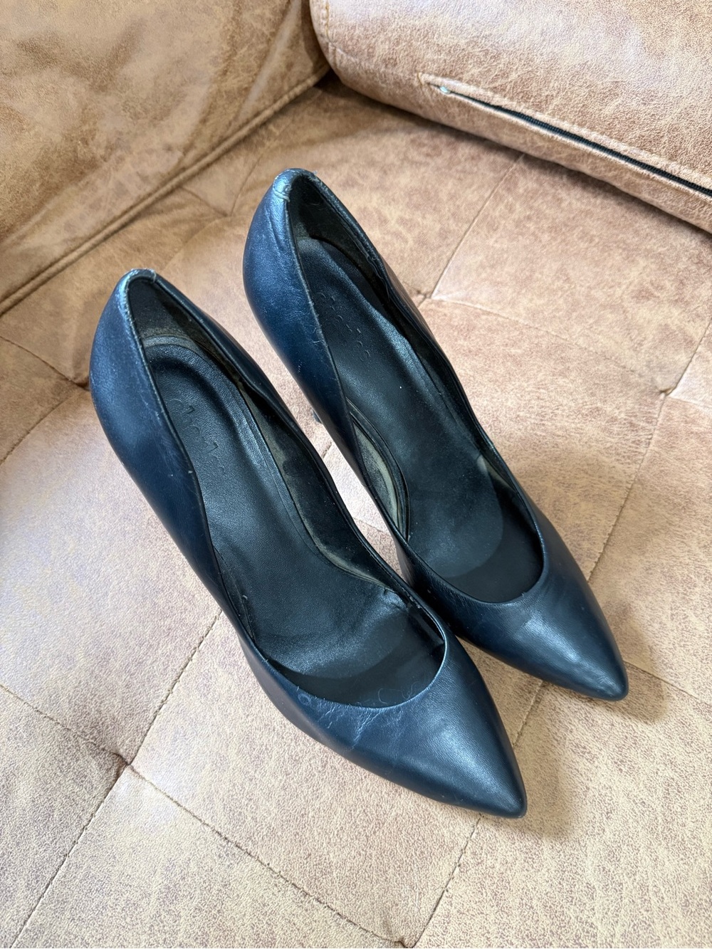 Real Black Leather Heels